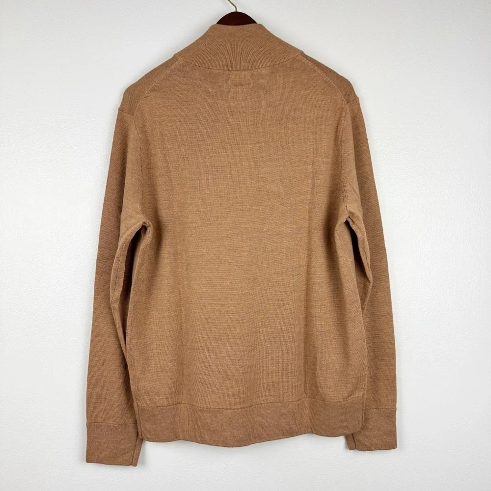 J. Crew Men's Merino Wool Half Zip Long Sleeve Sweater Brown Size M NWT